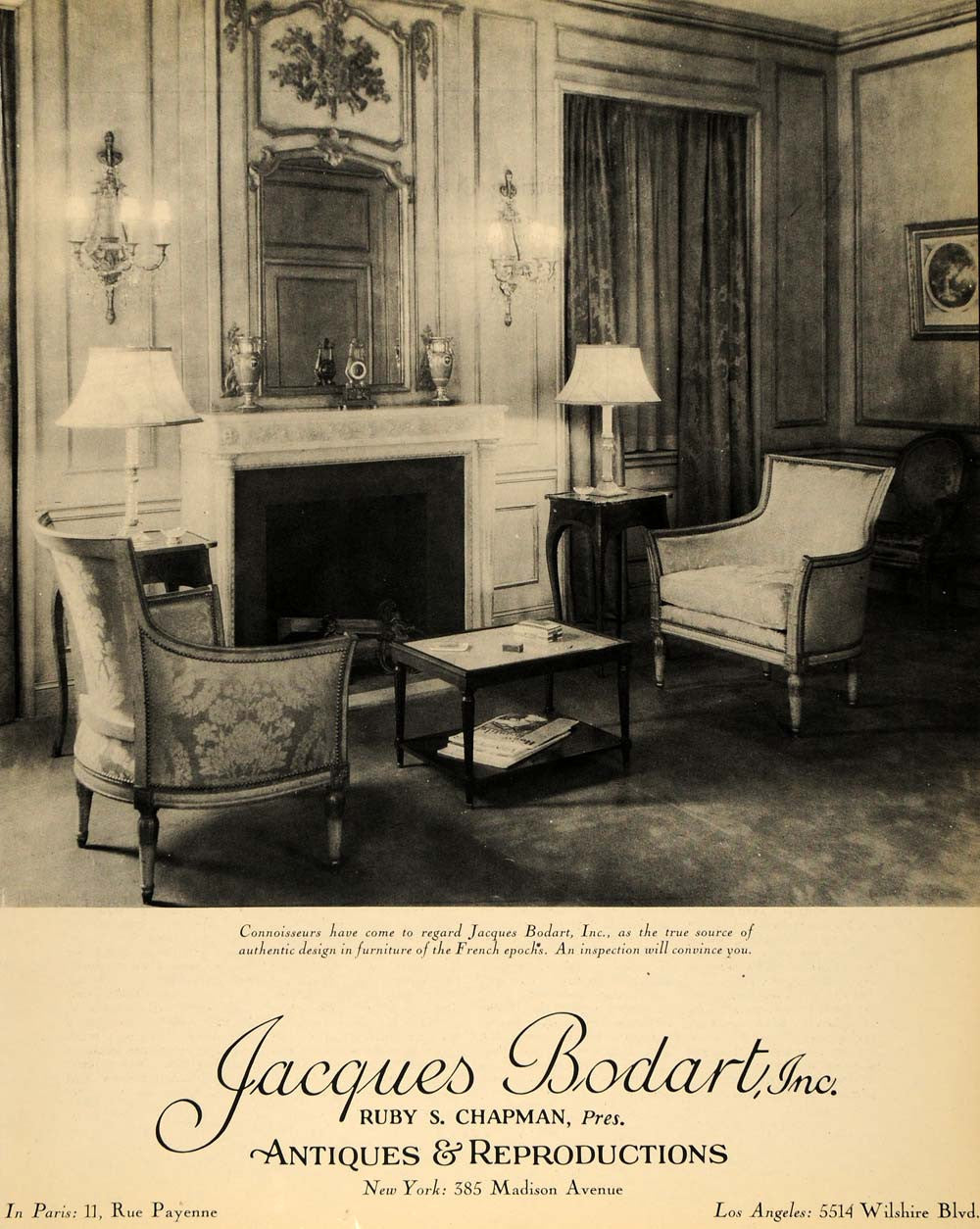 1933 Ad Jacques Bodart Antique Reproduction Salon Chair - ORIGINAL F2A - Period Paper
