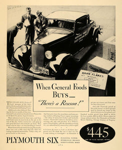 1933 Ad Plymouth Six Automobile General Foods Sales - ORIGINAL ADVERTISING F2A
