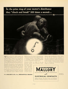 1938 Ad P.R. Mallory Artist Edward C. Smith Boxing - ORIGINAL ADVERTISING F2A