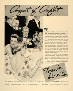 1938 Ad French Line Cruise Ship France Traveling Simont - ORIGINAL F2A