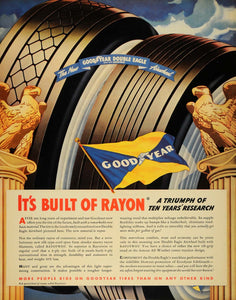 1938 Ad Goodyear Double Eagle Airwheel Rayon Raytwist - ORIGINAL ADVERTISING F2A