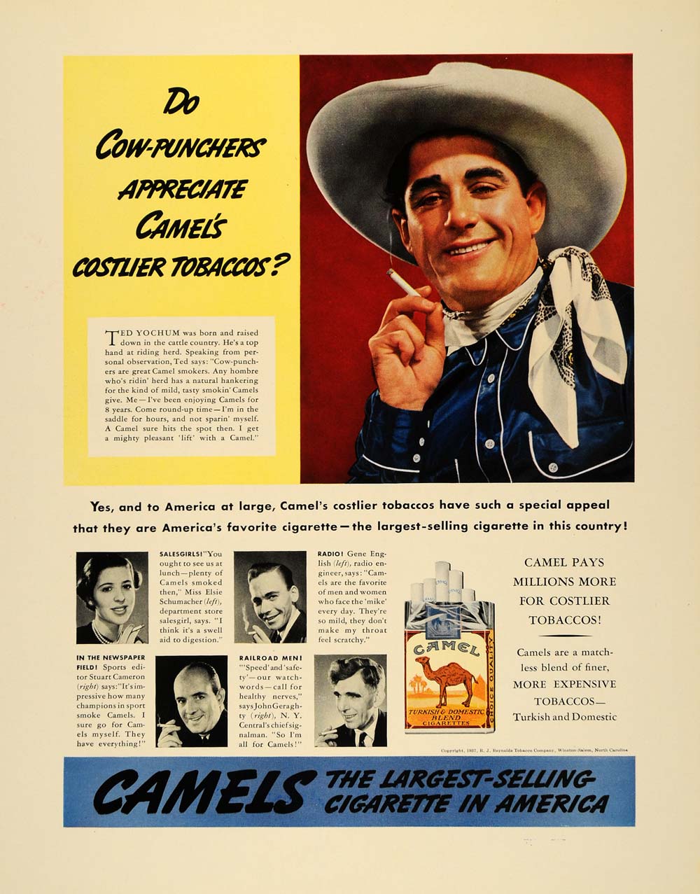 1938 Ad Camel Turkish Domestic Cigarettes Ted Yochum - ORIGINAL ADVERTISING F2A