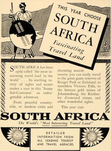 1938 Ad South Africa Kruger Park Johannesburg Travel - ORIGINAL ADVERTISING F2B