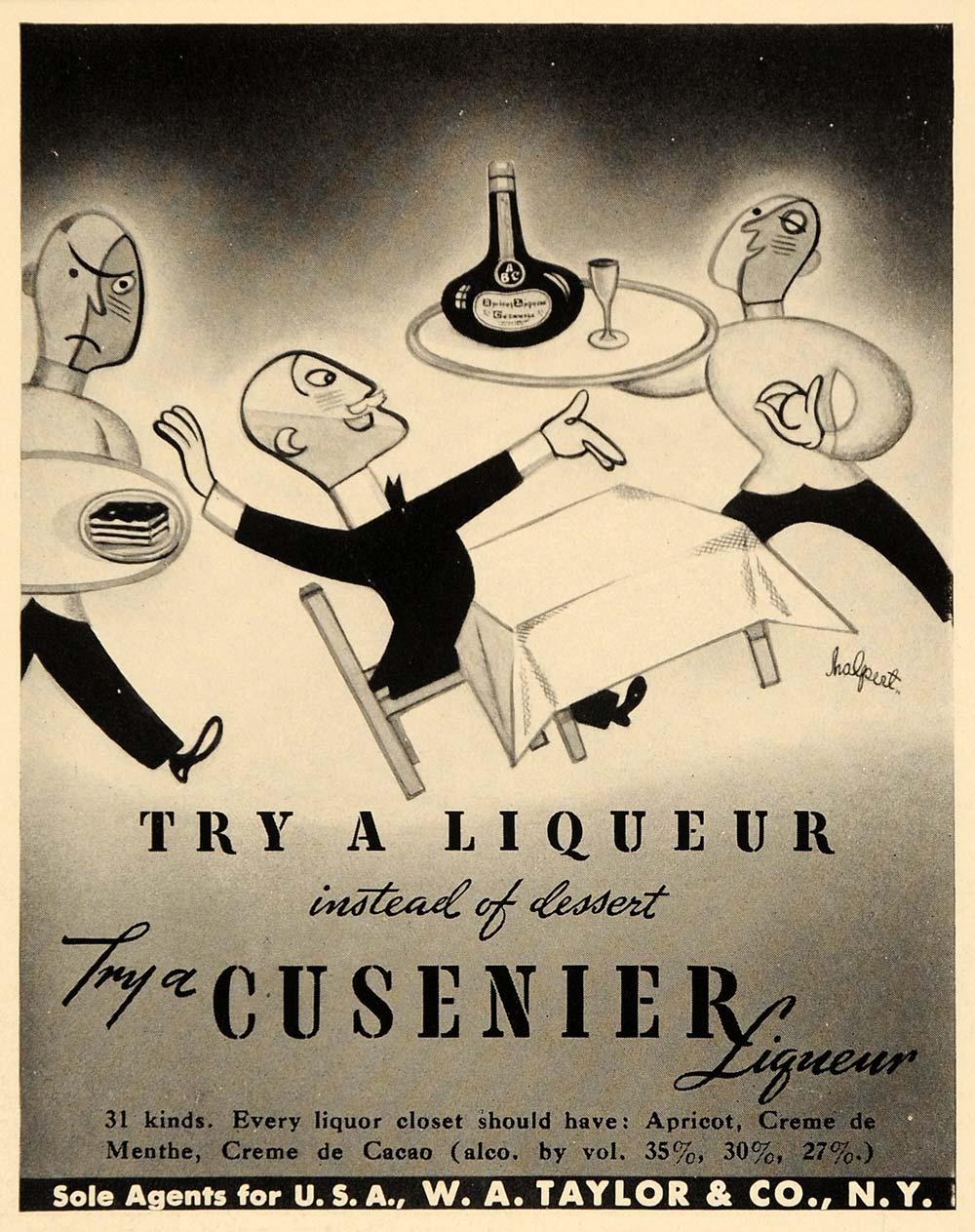 1938 Ad Liqueur Cusenier Alcohol Taylor Creme De Menthe - ORIGINAL F2B