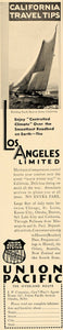 1931 Ad California Tour Union Pacific Los Angeles Yacht - ORIGINAL F2B