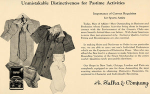 1931 Ad A. Sulka Sports Attire Fashion Shirts Neckwear - ORIGINAL F2B