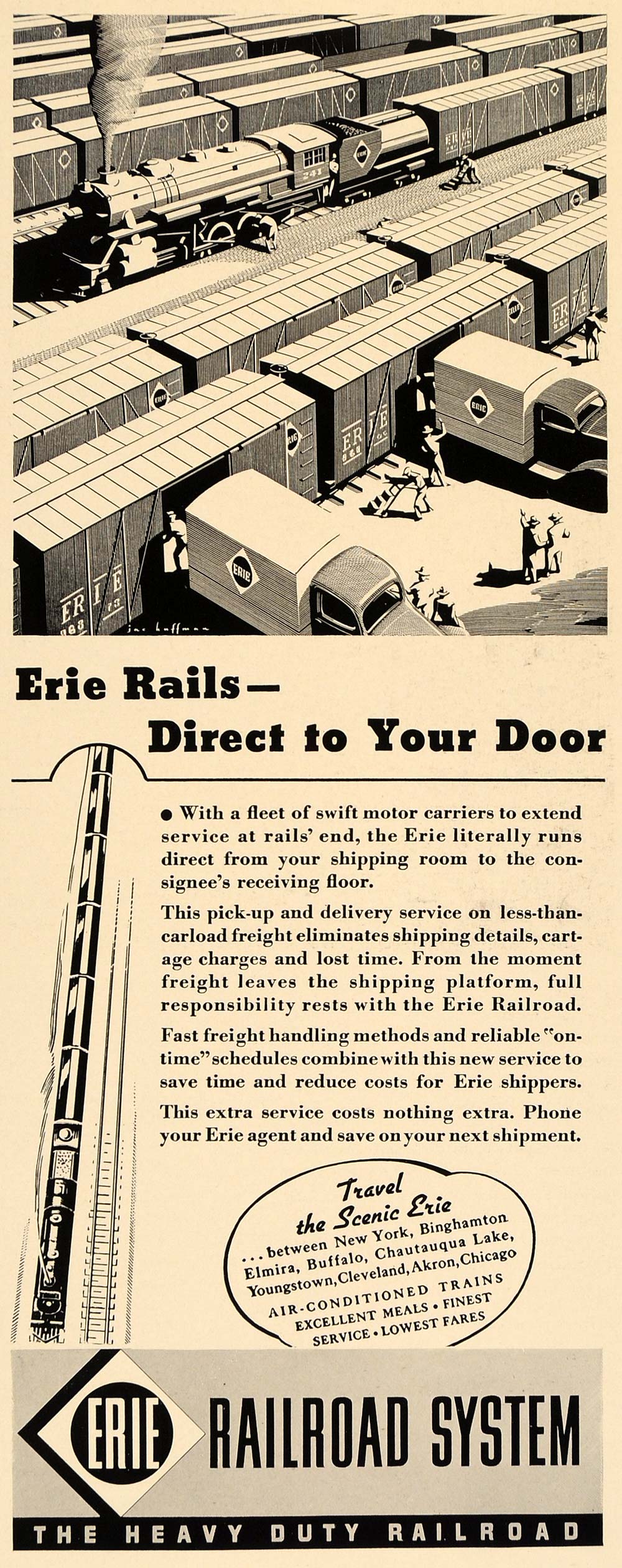 1938 Ad Erie Railroad System Railway Rail Freight - ORIGINAL ADVERTISING F2B