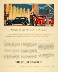 1933 Ad General Motors Oldsmobile Chicago Exposition - ORIGINAL ADVERTISING F3A