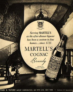 1935 Ad Park & Tilford Martell Cognac Spiral Staircase - ORIGINAL F3A