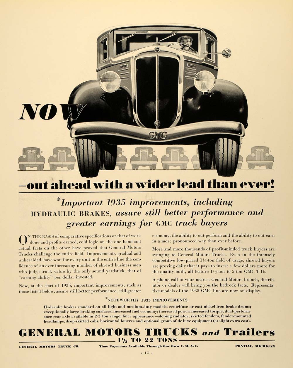 1935 Ad General Motors Trucks Trailers Hydraulic Brakes - ORIGINAL F3A