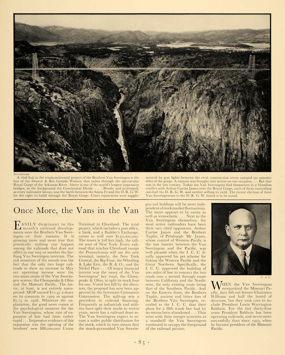 1930 Print DRGW Royal Gorge Santa Fe Sweringen Railway ORIGINAL HISTORIC F3A