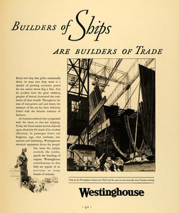 1930 Ad Westinghouse Electrical Equipment Ship Building - ORIGINAL F3A