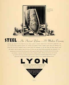 1930 Ad Lyon Metal Product Steel Richard Shield Gassner - ORIGINAL F3A