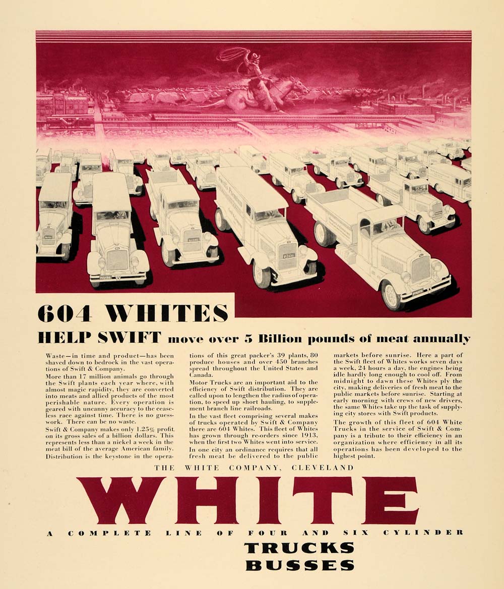 1930 Ad White Four Six Cilinder Truck Busses Swift - ORIGINAL ADVERTISING F3A