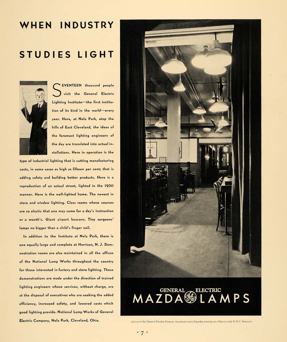 1930 Ad General Electric Mazda Lamps NBC Lighting - ORIGINAL ADVERTISING F3A