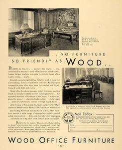 1930 Ad Wood Office Furniture G E Barrett New York - ORIGINAL ADVERTISING F3A