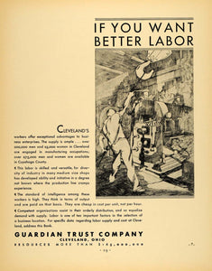 1930 Ad Guardian Trust Cleveland Cuyahoga Labor Ohio - ORIGINAL ADVERTISING F3A
