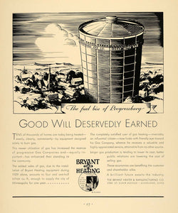 1930 Ad Bryant Gas Heating Heater Cleveland Fuel Bin - ORIGINAL ADVERTISING F3A