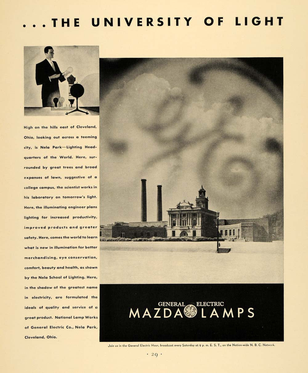 1930 Ad Mazda Lamp General Electric Cleveland Nela Park - ORIGINAL F3A - Period Paper
