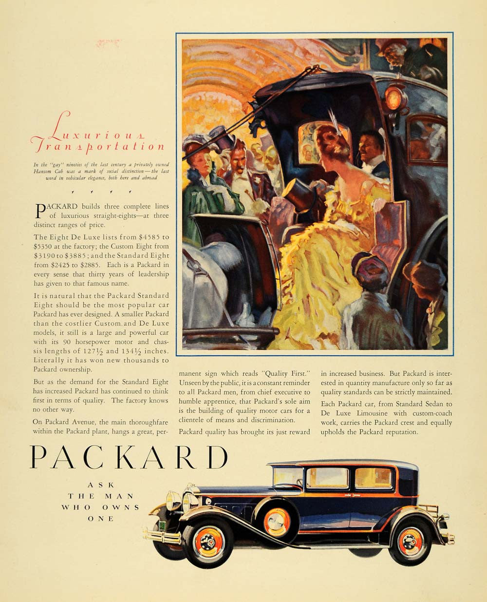 1930 Ad Packard Automobile Eight De Luxe Motor Car Auto - ORIGINAL F3A - Period Paper
