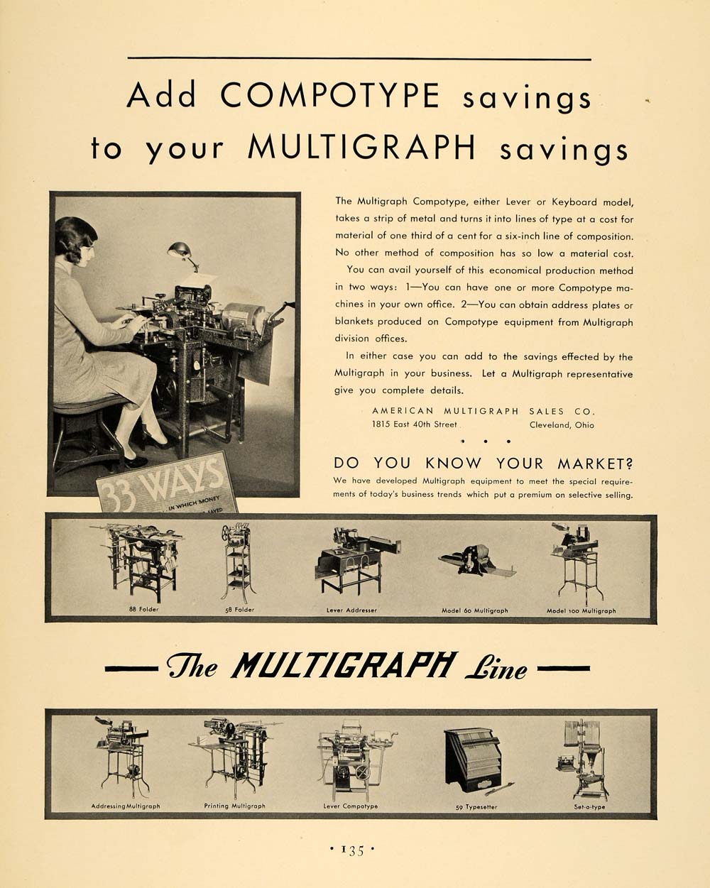 1930 Ad American Multigraph Sales Compotype Cleveland - ORIGINAL ADVERTISING F3A