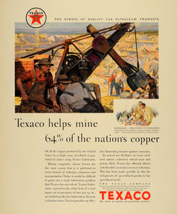 1930 Ad Texaco Texas Company Mine Copper Mining Gas Oil - ORIGINAL F3A