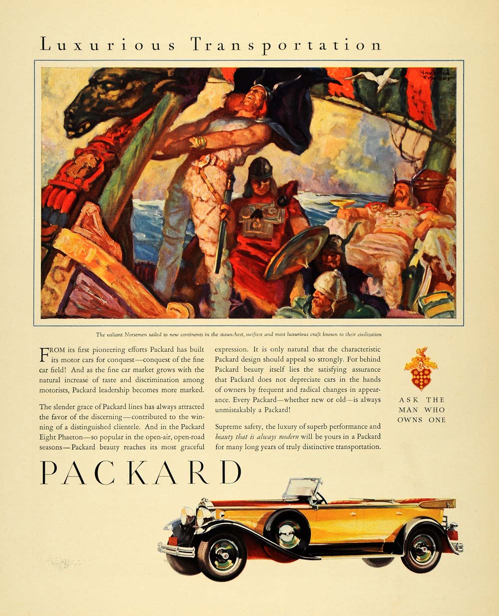 1930 Ad Packard Eight Phaeton Automobile Vikings Auto - ORIGINAL ADVERTISING F3A
