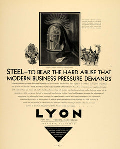 1930 Ad Lyon Metal Products Aurora Illinois Knight - ORIGINAL ADVERTISING F3A