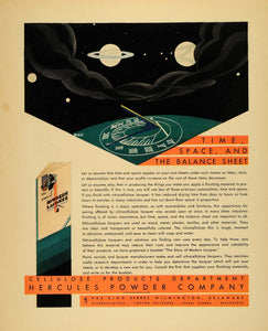 1930 Ad Cellulose Products Hercules Powder Saturn Clock - ORIGINAL F3A