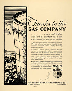1930 Ad Bryant Gas Heating Heater Gas Oil Ressburg - ORIGINAL ADVERTISING F3A