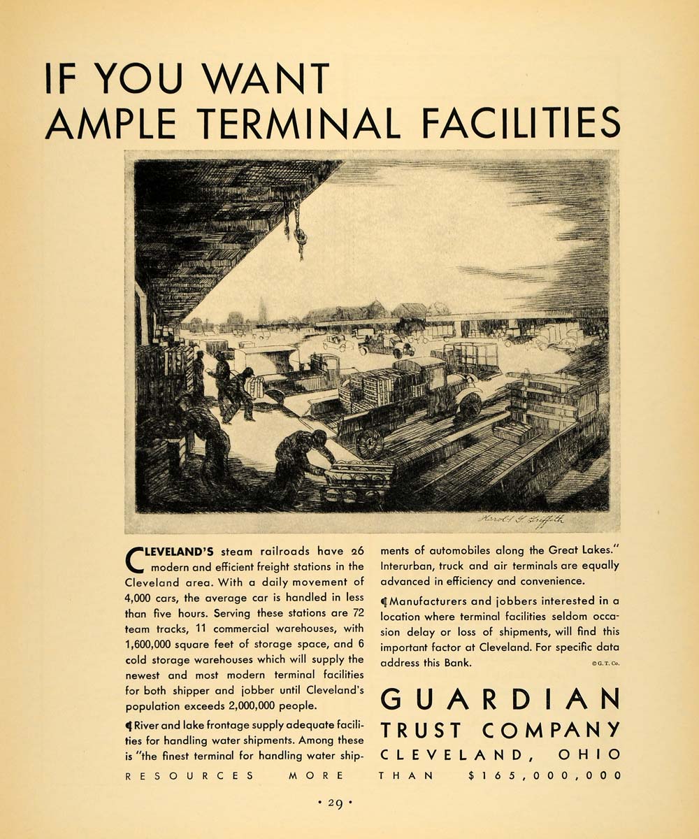 1930 Ad Guardian Trust Cleveland Great Lakes Freight - ORIGINAL ADVERTISING F3A