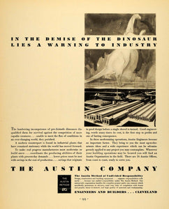 1930 Ad Austin Engineers Builders Dinosaur Cleveland - ORIGINAL ADVERTISING F3A