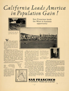1930 Ad San Francisco Population Chamber Commerce - ORIGINAL ADVERTISING F3A