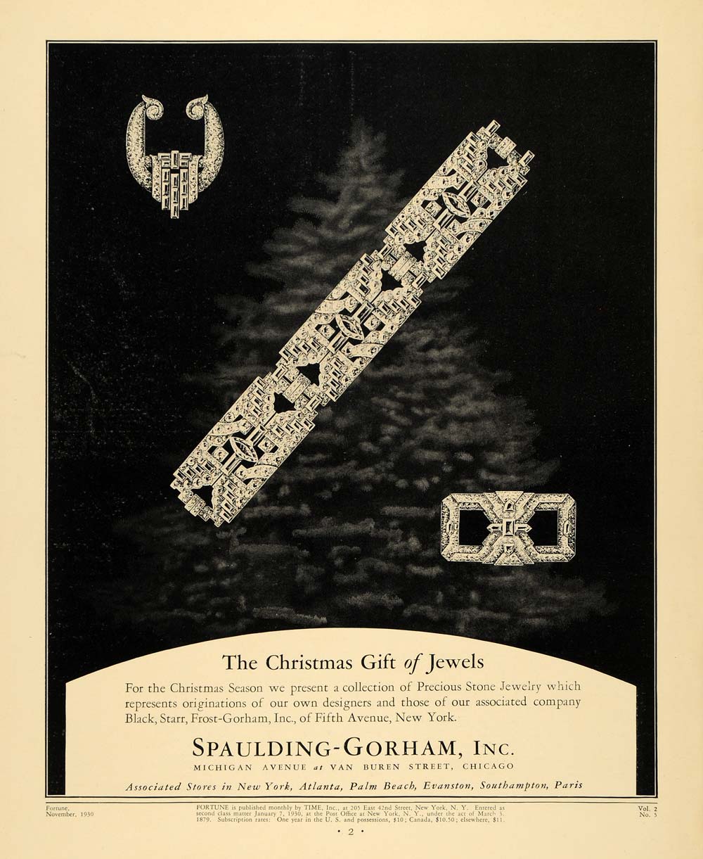 1930 Ad Spaulding-Gorham Stone Jewelry Christmas Gift - ORIGINAL ADVERTISING F3A