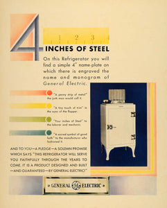 1930 Ad General Electric All-Steel Refrigerator Cabinet - ORIGINAL F3A