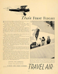 1930 Ad Dad Gwen Travel Air Curtiss-Wright Airplane - ORIGINAL ADVERTISING F3A