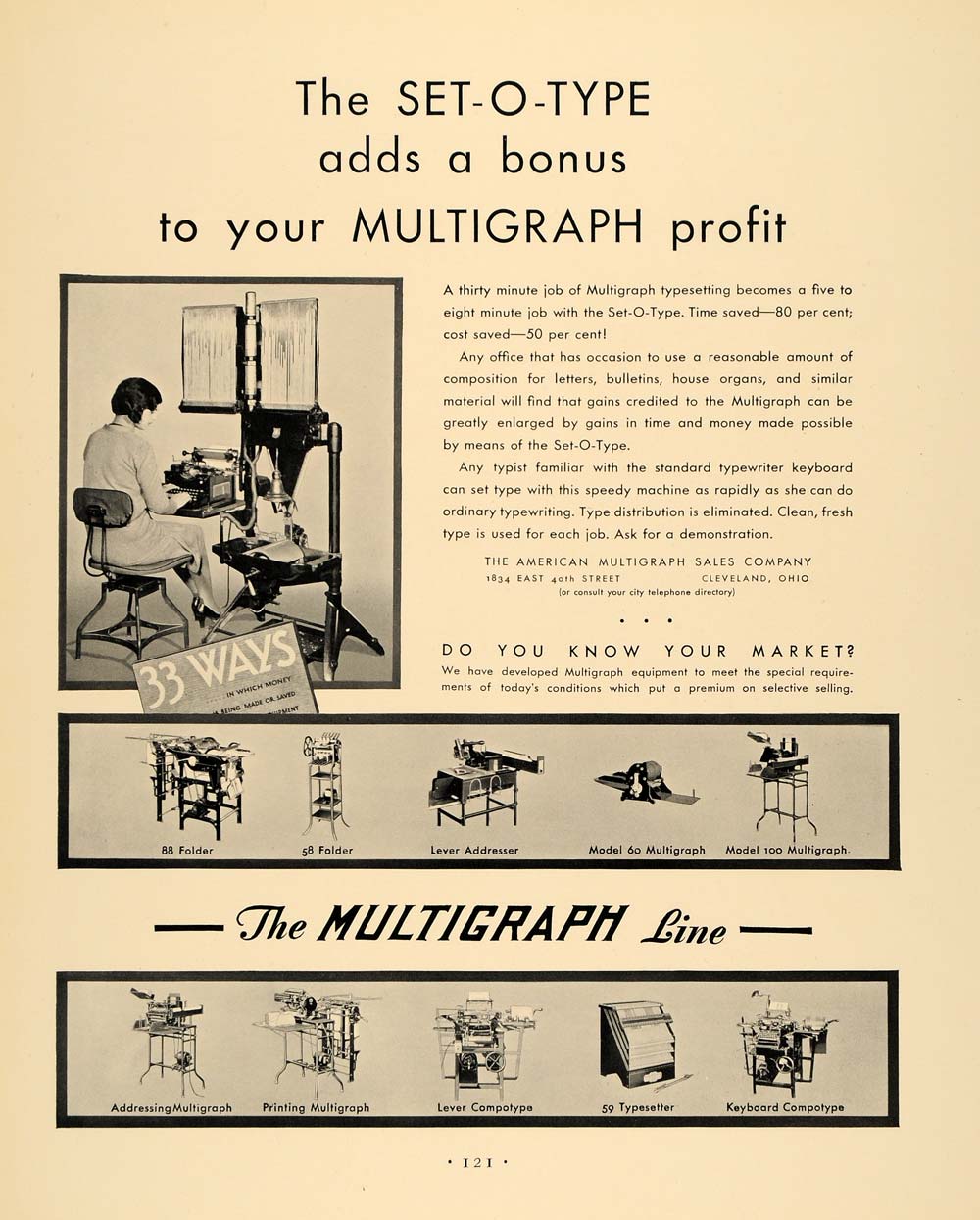 1930 Ad American Multigraph Set-O-Type Printing Machine - ORIGINAL F3A