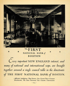 1930 Ad First National Bank Boston New England Colony - ORIGINAL ADVERTISING F3A