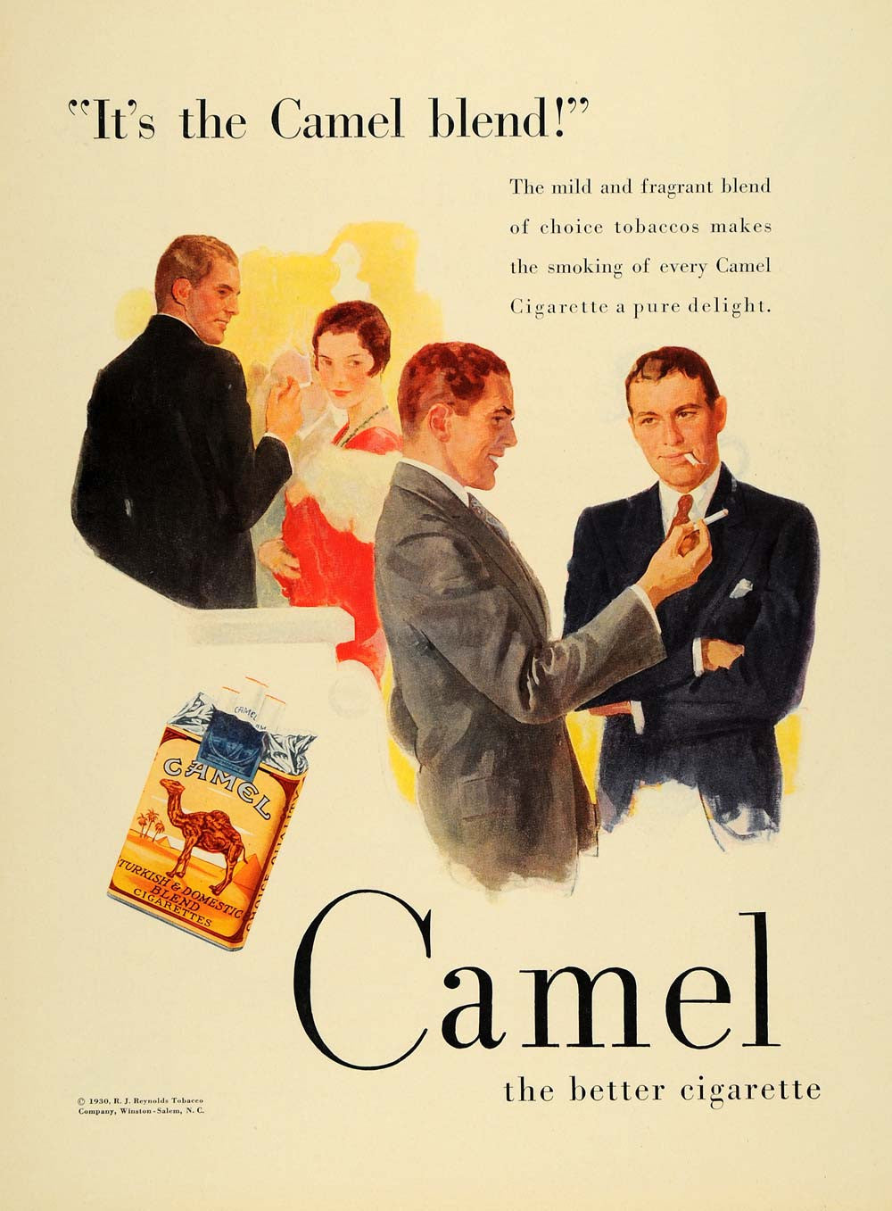 domestic tobacco company 1930 Ad Camel Turkish Domestic Blend Cigarettes Pack domestic tobacco company 1930 Ad Camel Turkish Domestic Blend Cigarettes Pack