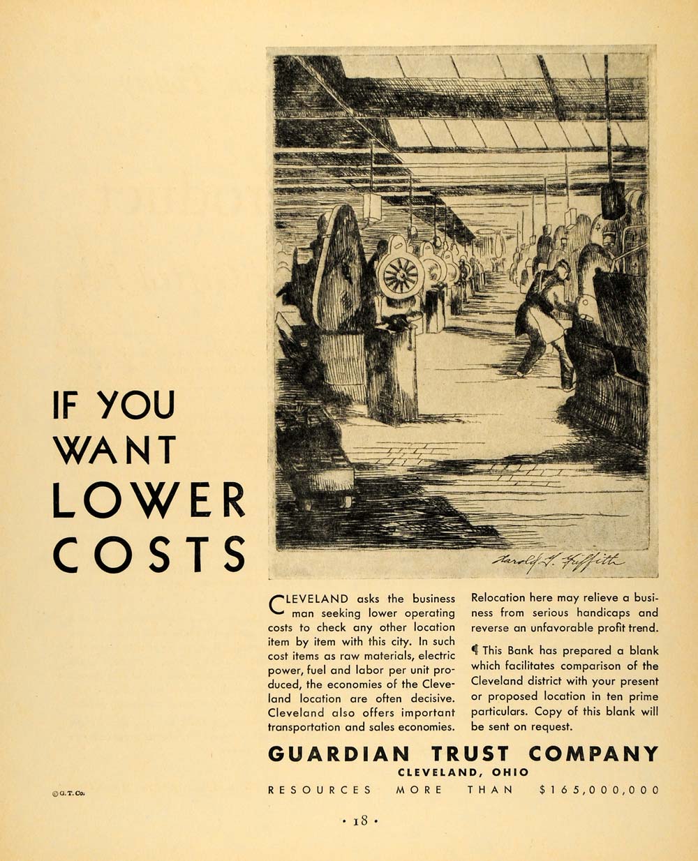 1930 Ad Guardian Trust Cleveland Ohio Harold G Griffith - ORIGINAL F3A