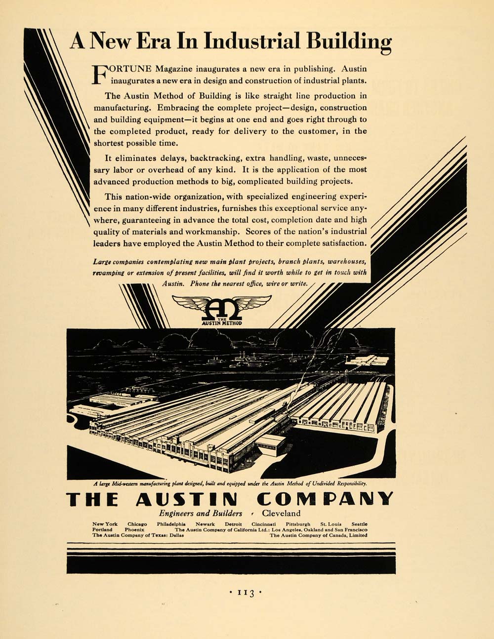 1930 Ad Austin Engineers Industrial Building Cleveland - ORIGINAL F3A