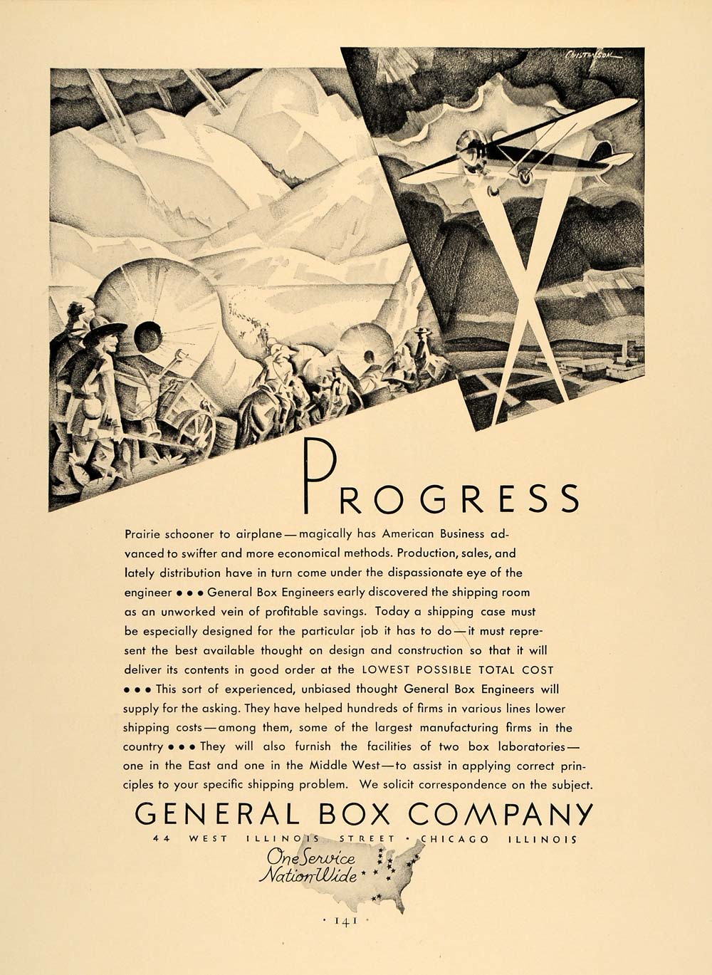 1930 Ad General Box Engineers Airplane Christenson - ORIGINAL ADVERTISING F3A