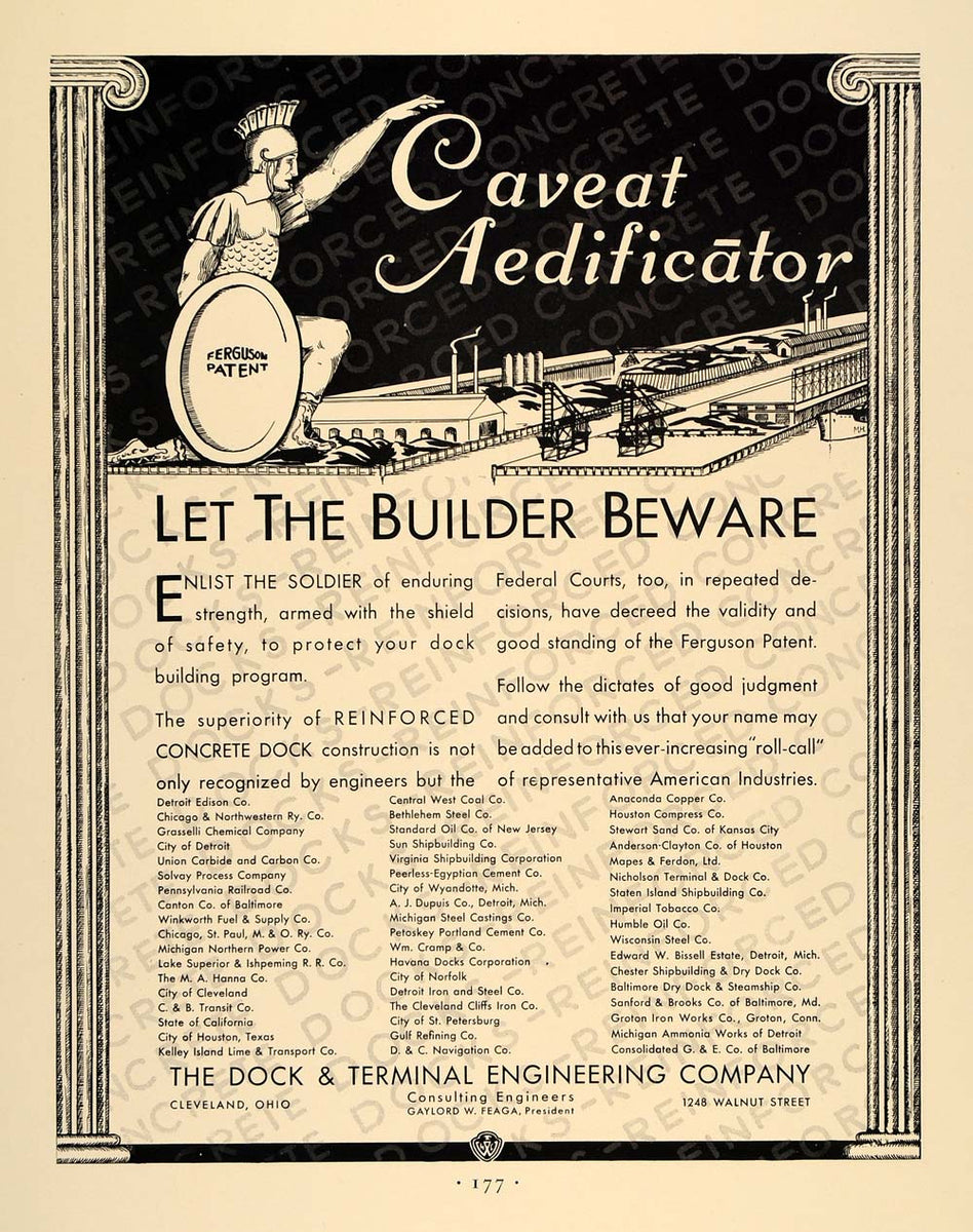 1930 Ad Dock Terminal Engineering Caveat Aedificator - ORIGINAL ADVERT ...