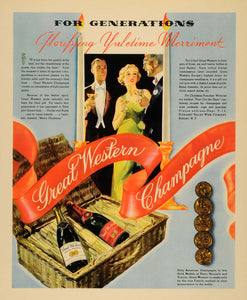 1935 Ad Great Western Champagne Gold Metals Christmas - ORIGINAL ADVERTISING F3A