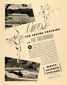 1935 Ad Greenbrier Simon-Pure Sulphur Springs Tennis - ORIGINAL ADVERTISING F3A