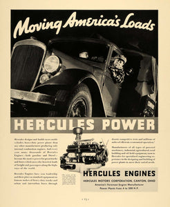 1935 Ad Hercules Motors Engines Manufacturer Vehicle - ORIGINAL ADVERTISING F3A