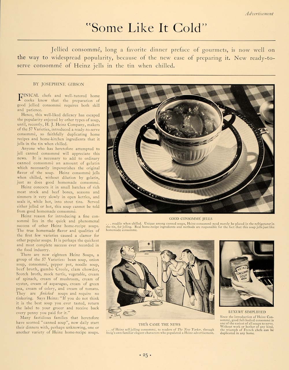 1935 Ad Heinz 57 Consomme Soup Artist William Steig - ORIGINAL ADVERTISING F3A
