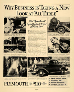 1935 Ad Plymouth Cars Business Coupe Floating Power - ORIGINAL ADVERTISING F3A