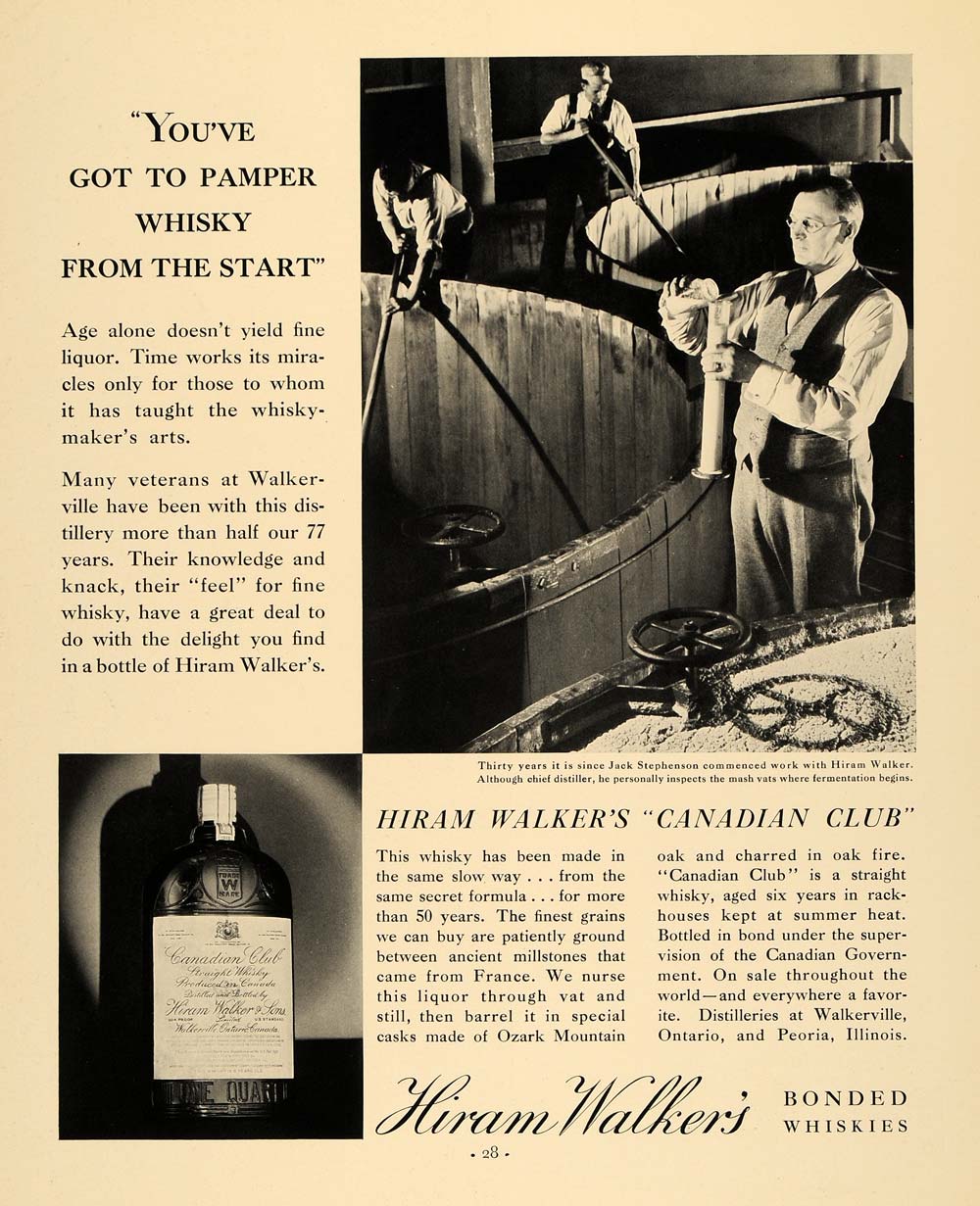 1935 Ad Hiram Walker Distilleries Canadian Club Whisky - ORIGINAL F3A