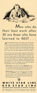 1930 Ad International Mercantile Marine White Star Line Red Star Businessman F3B
